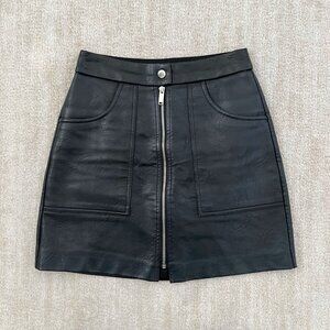Stradivarius Black Vegan Leather Mini Skirt 2